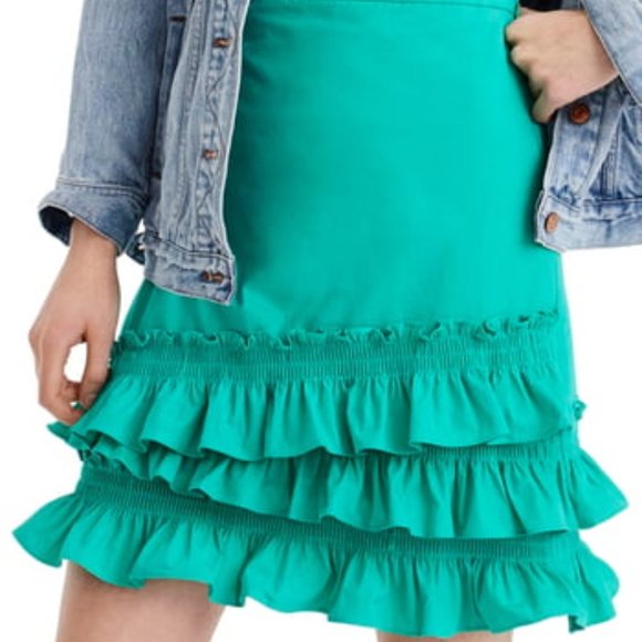 J Crew Turquoise Mini Skirt in Cotton Poplin 0 - Picture 2 of 13